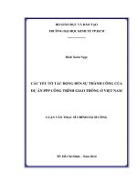 Luận văn thạc sĩ chính sách công Các yếu tố tác động đến sự thành công của dự án PPP công trình giao thông ở Việt Nam