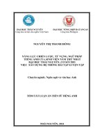 năng lực chiến lược, ngữ pháp, từ vựng tiếng anh của sinh viên năm thứ nhất đại học thái nguyên cơ sở cho việc xây dựng hệ thống bài tập luyện tập