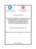 các kỹ năng vĩ mô trong ngôn ngữ tiếng anh đối với sinh viên việt nam năm thứ nhất ở một số trường cao đẳng chọn lọc tại tỉnh bắc giang. kết quả thu được nhằm đưa ra các giải pháp nâng cao các kỹ năng trong ng