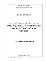 Một phương pháp xấp xỉ ngoài giải bài toán quy hoạch tuyến tính với hàm mục tiêu có hệ số không âm và ứng dụng