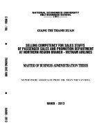 selling competency for sales staffs of passenger sales and promotion department at northern region branch - vietnam airlines