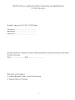hiệu quả của phân hữu cơ trong cải thiện chất lượng đất, năng suất và phẩm chất trái trên vườn măng cụt và chôm chôm tại huyện chợ lách, tỉnh bến tre (tt e)