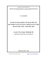 Đánh giá hoạt động tín dụng đối với hộ nghèo tại Ngân hàng Chính sách Xã hội huyện Phù Ninh Tỉnh Phú Thọ