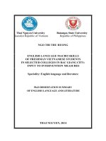 english language macro-skills of freshman vietnamese students in selected colleges in bacgiang city input to intervention measures (sum)