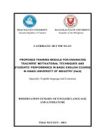 proposed training module for enhancing teacher’s motivational techniques and students’ performance in basic english course in hanoi university of industry (haui) (sum)