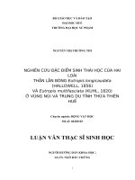 nghiên cứu đặc điểm sinh thái học của hai loài thằn lằn bóng eutropis longicaudata (hallowell, 1856) và eutropis multifasciata (kuhl, 1820) ở vùng núi và trung du tỉnh thừa thiên huế