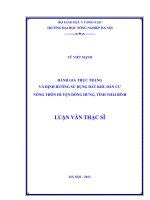 Đánh giá thực trạng và định hướng sử dụng đất khu dân cư nông thôn huyện đông hưng, tỉnh thái bình