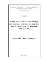 nghiên cứu tác động của dự án Heifer đến phát triển kinh tế hộ gia đình nông dân trên địa bàn khu vực đồng bằng sông cửu long