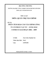 ĐỀ TÀI: Phân tích báo cáo tài chính công ty cổ phần vật tư – xăng dầu Comeco giai đoạn 2006 – 2009