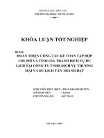 hoàn thiện công tác kế toán tập hợp chi phí và tính giá thành dịch vụ du lịch tại công ty tnhh dịch vụ thương mại và du lịch tân thành đạt