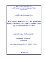 đánh giá hiện trạng và đề xuất một số giải pháp kỹ thuật nhằm phát triển sản xuất lúa chất lượng tại huyện tiên du tỉnh bắc ninh
