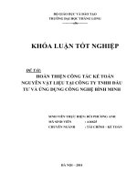 hoàn thiện công tác kế toán nguyên vật liệu tại công ty tnhh đầu tư và ứng dụng công nghệ bình minh