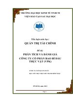 PHÂN TÍCH VÀ ĐÁNH GIÁ CÔNG TY CỔ PHẦN BAO BÌ DẦU THỰC VẬT (VPK)
