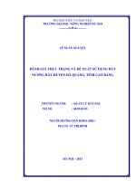 Đánh giá thực trạng và đề xuất sử dụng đất nương rẫy huyện hà quảng, tỉnh cao bằng