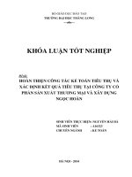hoàn thiện công tác kế toán tiêu thụ và xác định kết quả tiêu thụ tại công ty cổ phần sản xuất thương mại và xây dựng ngọc hoàn