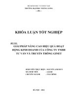 giải pháp nâng cao hiệu quả hoạt đọng kinh doanh của công ty tnhh tư vấn và truyền thông ginet