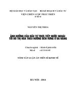 ảnh hưởng của đầu tư trực tiếp nước ngoài tới đô thị hóa theo hướng bền vững ở đà nẵng