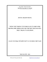 tiếng việt trong văn nghị luận của học sinh trường phổ thông dân tộc nội trú thái nguyên - thực trạng và giải pháp