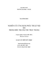 NGHIÊN CỨU ỨNG DỤNG PHẪU THUẬT NỘI SOI TRONG ĐIỀU TRỊ UNG THƯ TRỰC TRÀNG