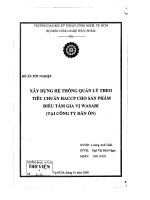 đồ án xây dựng hệ thống quản lý theo tiêu chuẩn haccp cho sản phẩm điều tẩm vị wasabi ( tại công ty dân ôn) - luận văn, đồ án, đề tài tốt nghiệp