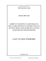 nghiên cứu ảnh hưởng của một số quần xã thực vật đến tính chất lí - hóa học cơ bản của đất rừng trồng tại hai xã khe mo và văn hán huyện đồng hỷ tỉnh thái nguyên