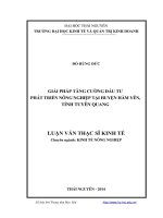 giải pháp tăng cường đầu tư phát triển nông nghiệp tại huyện hàm yên, tỉnh tuyên quang