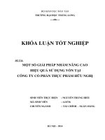 một số giải pháp nhằm nâng cao hiệu quả sử dụng vốn tại công ty cổ phần thực phẩm hữu nghị