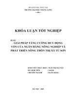 giải pháp tăng cường huy động vốn của ngân hàng nông nghiệp và phát triển nông thôn thị xã từ sơn