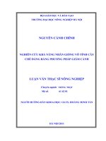 nghiên cứu khả năng nhân giống vô tính cây chè đắng (ilex kaushue s,y hu) bằng phương pháp giâm cành