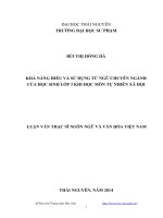 khả năng hiểu và sử dụng từ ngữ chuyên ngành của học sinh lớp 3 khi học môn tự nhiên xã hội