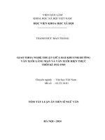 tóm tắt luận án tiến sĩ giao thoa nghệ thuật giữa hai khuynh hướng văn xuôi lãng mạn và văn xuôi hiện thực thời kì 1932 - 1945
