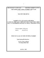 tóm tắt luận án nghiên cứu xây dựng mô hình canh tác hiệu quả trên đất bán ngập thủy điện ialy và pleikrông huyện sa thầy, tỉnh kon tum