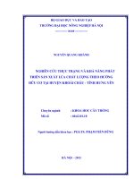 Nghiên cứu thực trạng và khả năng phát triển sản xuất lúa chất lượng theo hướng hữu cơ tại huyện khoái châu tỉnh hưng yên