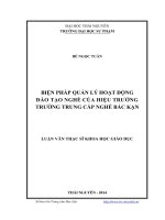 biện pháp quản lý hoạt động đào tạo nghề của hiệu trưởng trường trung cấp nghề bắc kạn