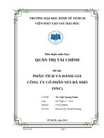 PHÂN TÍCH VÀ ĐÁNH GIÁ CÔNG TY CỔ PHẦN NÚI ĐÁ NHỎ (NNC)