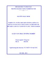 nghiên cứu tuyển chọn một số dòng, giống lúa thuần có năng suất, chất lượng cao phù hợp điều kiện  canh tác tại huyện vụ bản tỉnh nam định