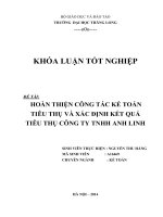 hoàn thiện công tác kế toán tiêu thụ và xác định kết quả tiêu thụ công ty tnhh anh linh