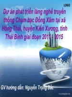 dự án phát triển làng nghề truyền thống chạm bạc đồng xâm tại xã hồng thái, huyện kiến xương, tỉnh thái bình giai đoạn 2011 - 2015