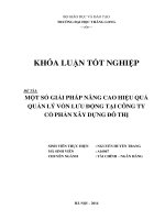 một số giải pháp nhằm nâng cao hiệu quả quản lý vốn lưu động tại công ty cổ phần xây dựng đô thị