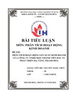 nhóm 5 phân tích hoạt động sản xuất kinh doanh của công ty  tnhh một thành viên đầu tư phát triển hạ tầng thanh hoá