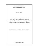 biện pháp quản lý chất lượng dạy học ở các trường trung học cơ sở huyện ninh giang, tỉnh hải dương