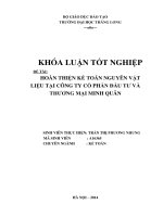 hoàn thiện kế toán nguyên vật liệu tại công ty cổ phần đầu tư và thương mại minh quân
