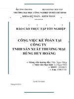 báo cáo công tác kế toán tại công ty tnhh sxtm hùng huy hoàng