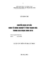 tóm tắt luận án chuyển dịch cơ cấu kinh tế nông nghiệp ở tỉnh thanh hóa trong giai đoạn 2000-2010
