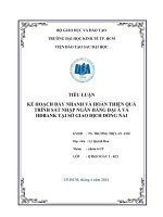 KẾ HOẠCH ĐẨY NHANH VÀ HOÀN THIỆN QUÁ TRÌNH SÁT NHẬP NGÂN HÀNG ĐẠI Á VÀ  HDBANK TẠI SỞ GIAO DỊCH ĐỒNG NAI