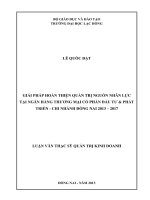 Luận văn thạc sĩ kinh tế Giải pháp hoàn thiện quản trị nguồn nhân lực tại ngân hàng thương mại cổ phần đầu tư  phát triển   chi nhánh đồng nai 2013   2017