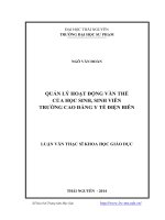 quản lý hoạt động văn thể của học sinh, sinh viên trường cao đẳng y tế điện biên
