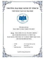 THAY ĐỔI CƠ CẤU TỔ CHỨC PHÒNG QUAN HỆ KHÁCH HÀNG CÁ NHÂN TẠI NGÂN HÀNG TMCP ĐẦU TƯ VÀ PHÁT TRIỂN VIỆT NAM – CHI NHÁNH BÌNH DƯƠNG