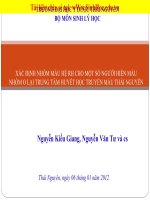 xác định nhóm máu hệ rh cho một số người hiến máu nhóm o tại trung tâm huyết học truyền máu thái nguyên