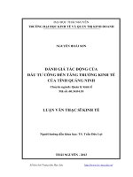 đánh giá tác động của đầu tư công đến tăng trưởng kinh tế của tỉnh quảng ninh